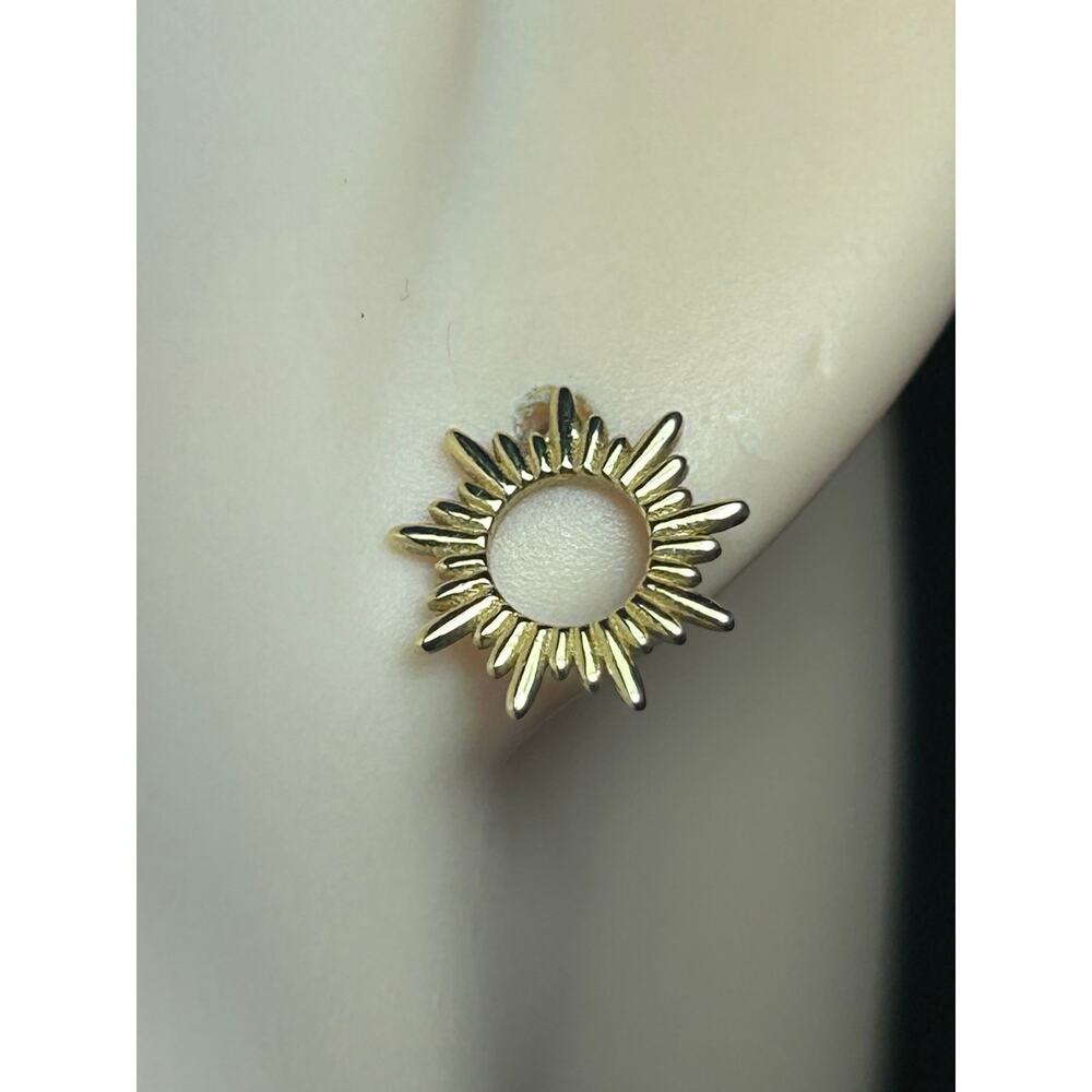 Oradina jewelry 14k solid yellow gold sunrise/ sunburst style stud earrings